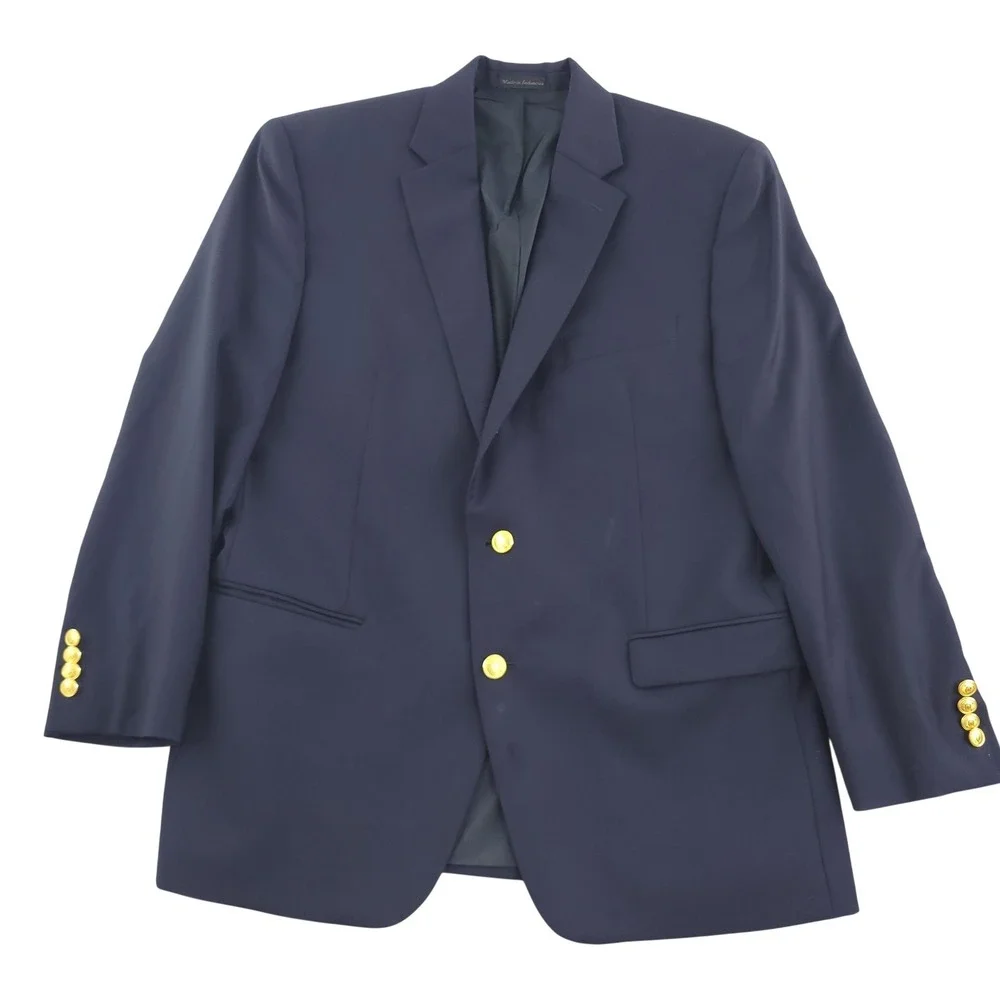 Lauren Ralph Lauren Blazer Mens 42R Blue Wool Gold Button Sport Coat Jacket